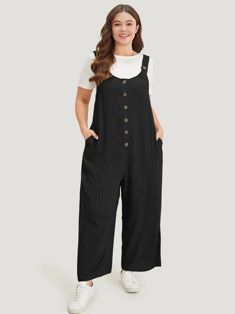 Striped Pocket Button Through Overall Jumpsuit sold by Bloomchic product image thumbnail 2