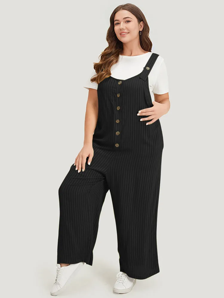 Striped Pocket Button Through Overall Jumpsuit sold by Bloomchic product image thumbnail 4