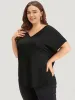 Supersoft Essentials Solid V Neck Laser Cut Dolman Sleeve T-shirt sold by Bloomchic