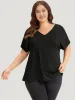 Supersoft Essentials Solid V Neck Laser Cut Dolman Sleeve T-shirt sold by Bloomchic
