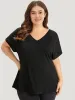 Supersoft Essentials Solid V Neck Laser Cut Dolman Sleeve T-shirt sold by Bloomchic