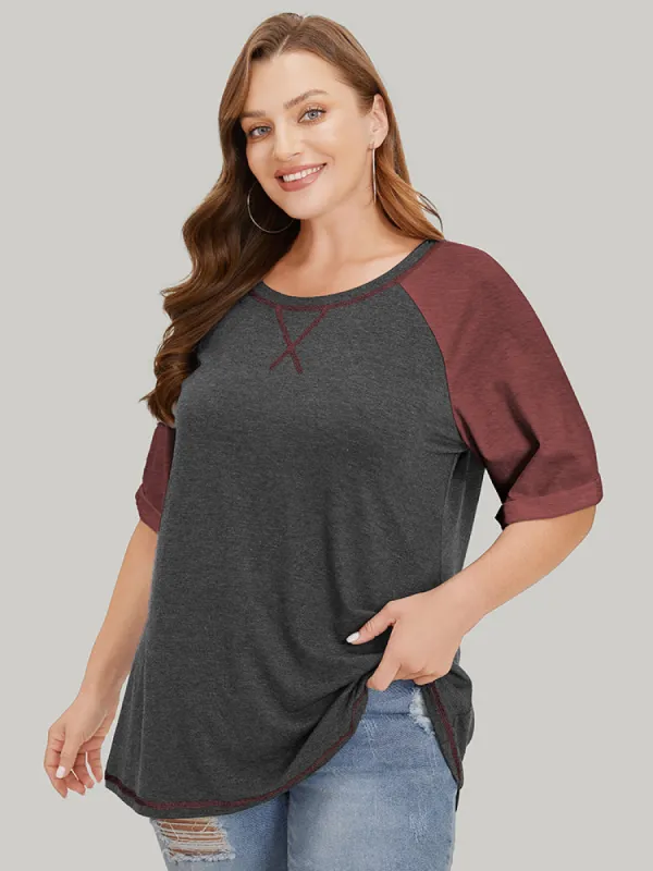 Supersoft Essentials Two Tone Stitch Roll Raglan Sleeve T-shirt sold by Bloomchic