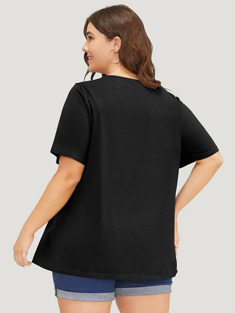 Plain Cut Out Short Sleeve T-shirt sold by Bloomchic product image thumbnail 5