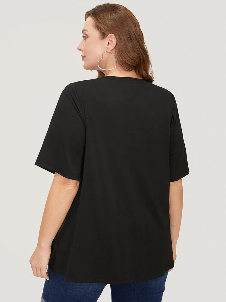 Sunflower & Sun Print Roll Sleeve T-shirt sold by Bloomchic product image thumbnail 4