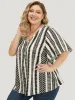 Geometric Print Ruffle Sleeve Button Detail Blouse sold by Bloomchic