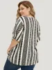 Geometric Print Ruffle Sleeve Button Detail Blouse sold by Bloomchic