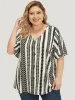 Geometric Print Ruffle Sleeve Button Detail Blouse sold by Bloomchic