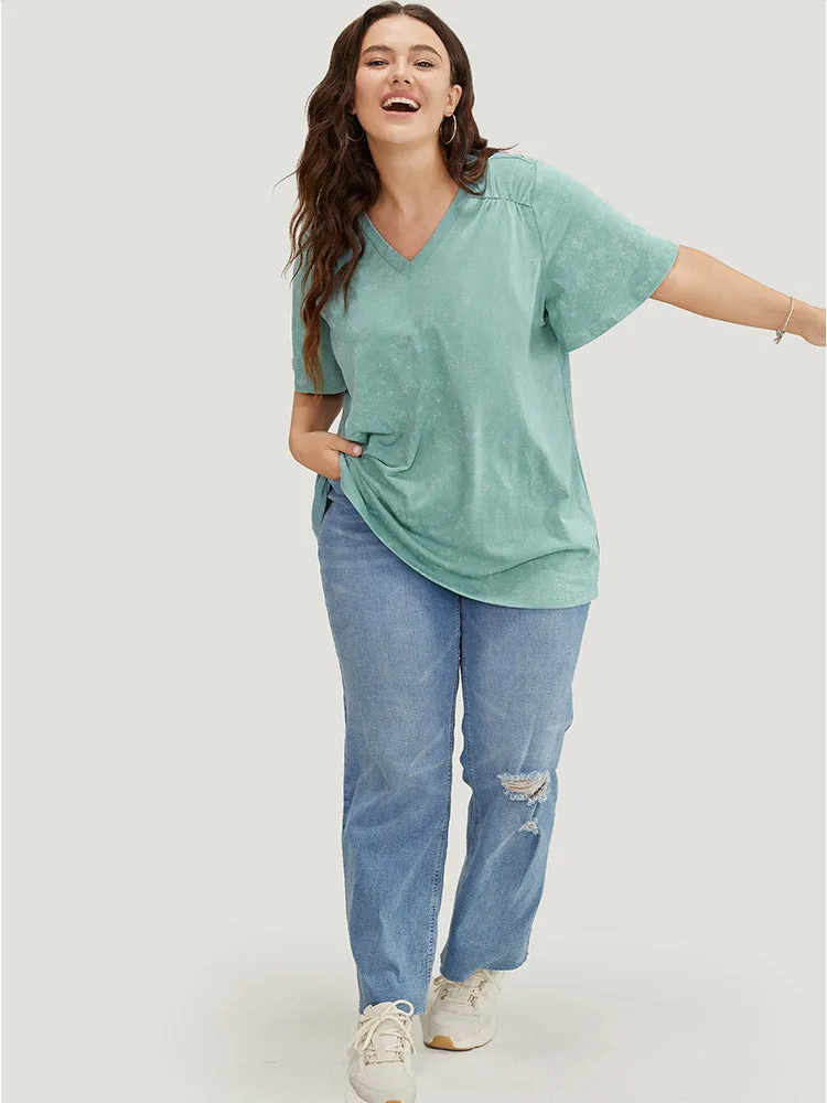 Solid Ruffle Sleeve Heather T-shirt sold by Bloomchic product image thumbnail 5