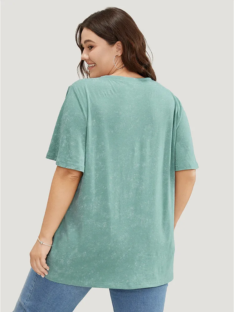 Solid Ruffle Sleeve Heather T-shirt sold by Bloomchic product image thumbnail 4