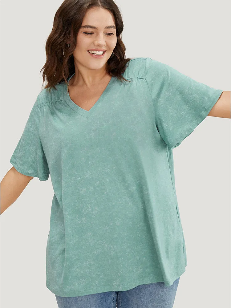Solid Ruffle Sleeve Heather T-shirt sold by Bloomchic product image thumbnail 3