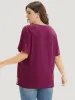 Solid Embroidered Gathered Ruffle Round Neck T-shirt sold by Bloomchic