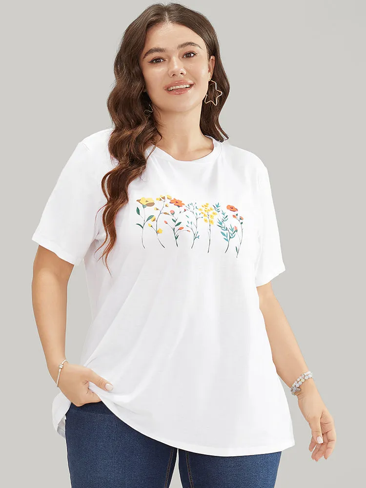Floral & Plant Printed Round Neck Graphic Tee sold by Bloomchic