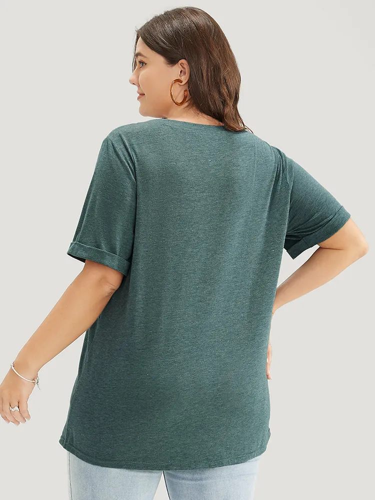 Floral Roll Sleeve Round Neck T-shirt sold by Bloomchic product image thumbnail 5