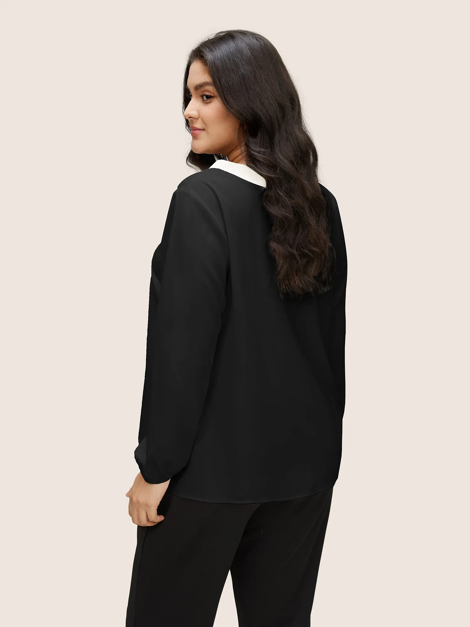 Contrast Pearl Decor Tie Decoration Blouse sold by Bloomchic product image thumbnail 5