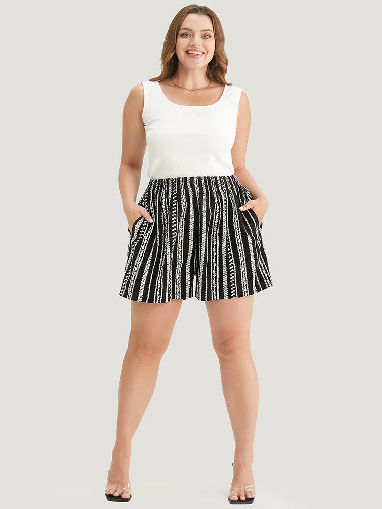 Striped Print Elastic Waist Pocket Shorts sold by Bloomchic product image thumbnail 2