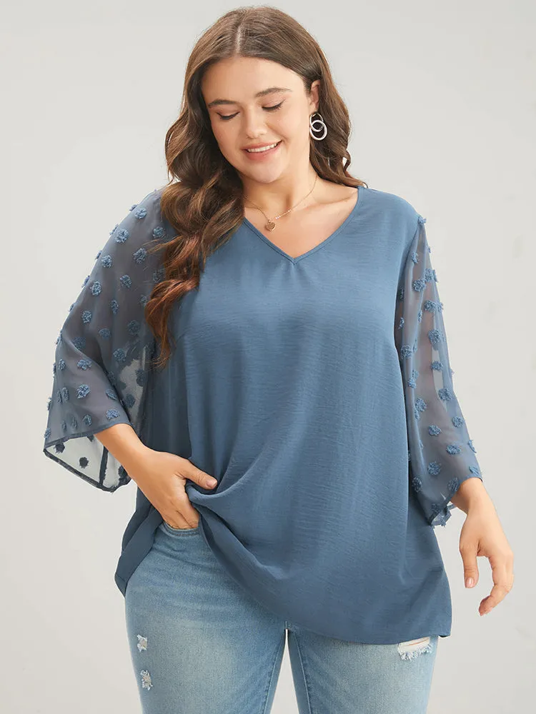 Polka Dot Mesh Patchwork Flounce Sleeve Blouse sold by Bloomchic product image thumbnail 2