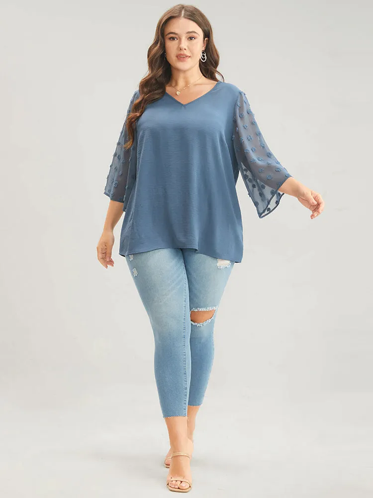 Polka Dot Mesh Patchwork Flounce Sleeve Blouse sold by Bloomchic product image thumbnail 4