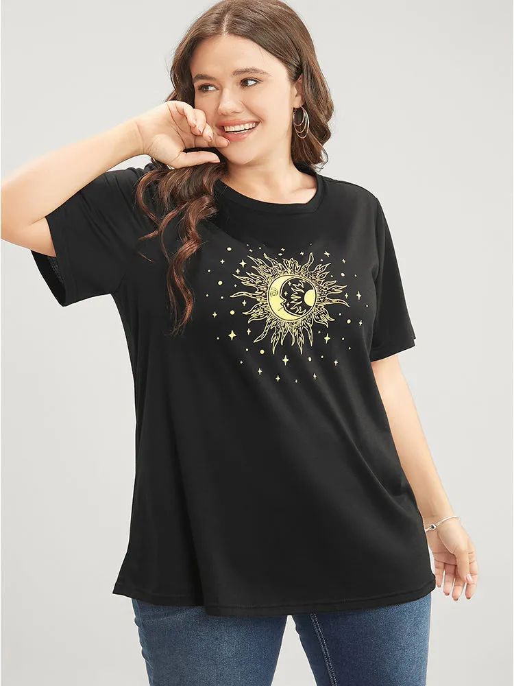 Moon And Star Round Neck T-shirt sold by Bloomchic product image thumbnail 2