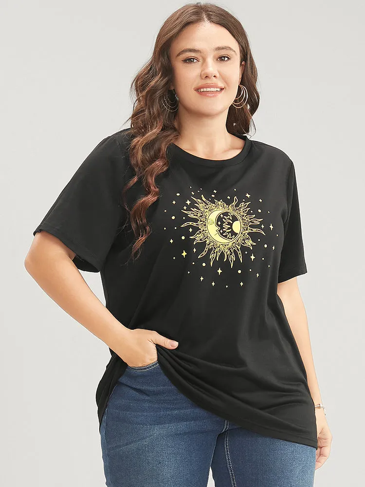 Moon And Star Round Neck T-shirt sold by Bloomchic