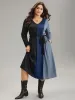 Colorblock Patchwork Belted Pocket Long Sleeve Dress sold by Bloomchic