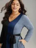 Colorblock Patchwork Belted Pocket Long Sleeve Dress sold by Bloomchic