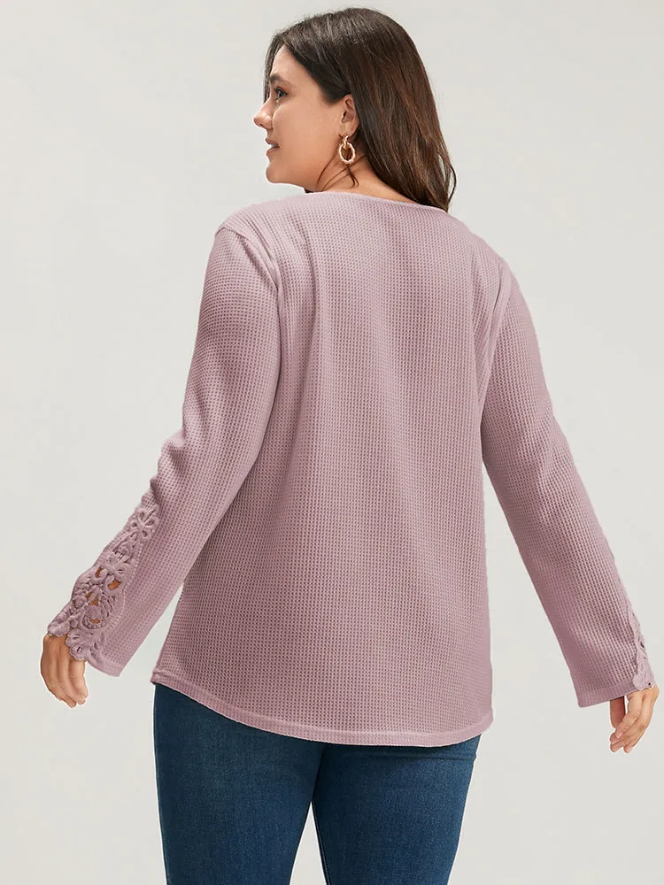 Solid Button Up Waffle Knit Long Tee sold by Bloomchic product image thumbnail 2