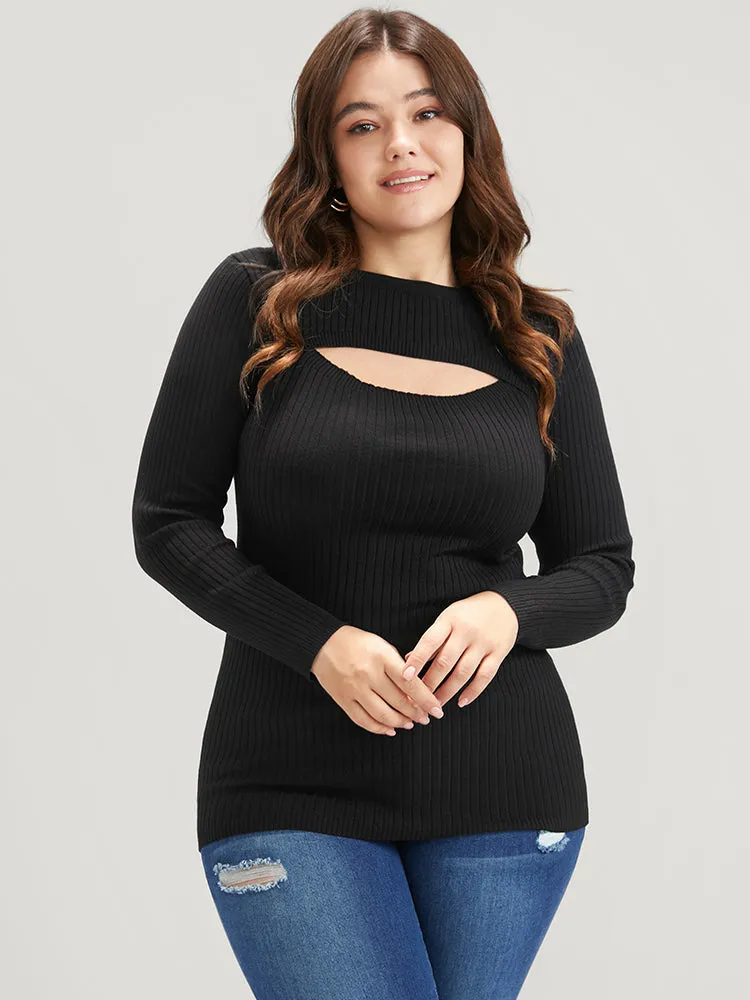 Solid Super Soft Rib Knit Cut Out Knit Top sold by Bloomchic