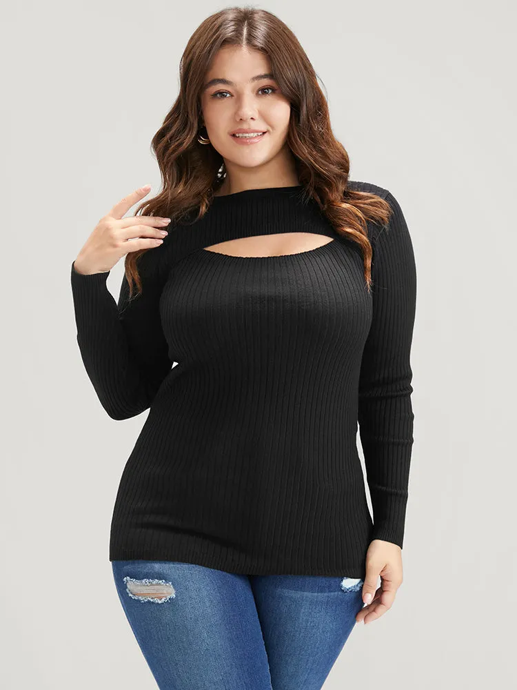 Solid Super Soft Rib Knit Cut Out Knit Top sold by Bloomchic product image thumbnail 3