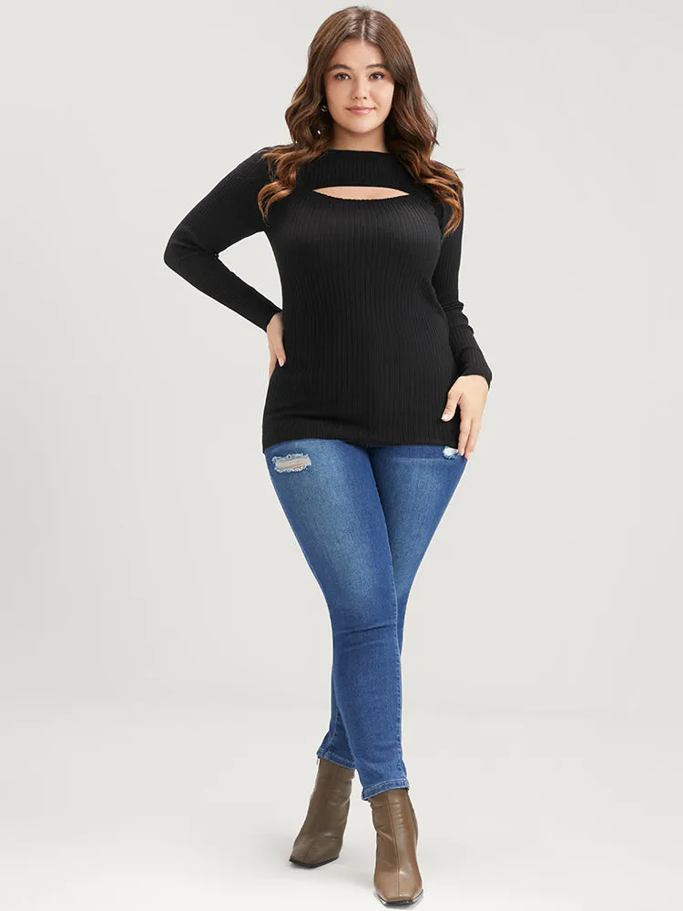 Solid Super Soft Rib Knit Cut Out Knit Top sold by Bloomchic product image thumbnail 2