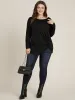 Solid Round Neck Twist Front Long Tee sold by Bloomchic