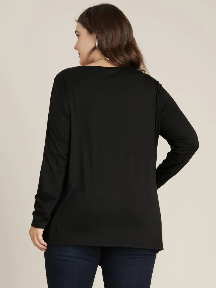 Solid Round Neck Twist Front Long Tee sold by Bloomchic product image thumbnail 3