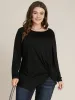 Solid Round Neck Twist Front Long Tee sold by Bloomchic