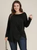 Solid Round Neck Twist Front Long Tee sold by Bloomchic
