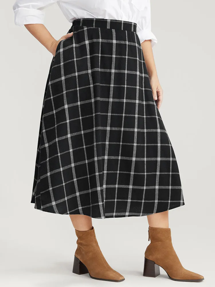 Plaid Pocket Elastic Waist Skirt Without Belt sold by Bloomchic product image thumbnail 3