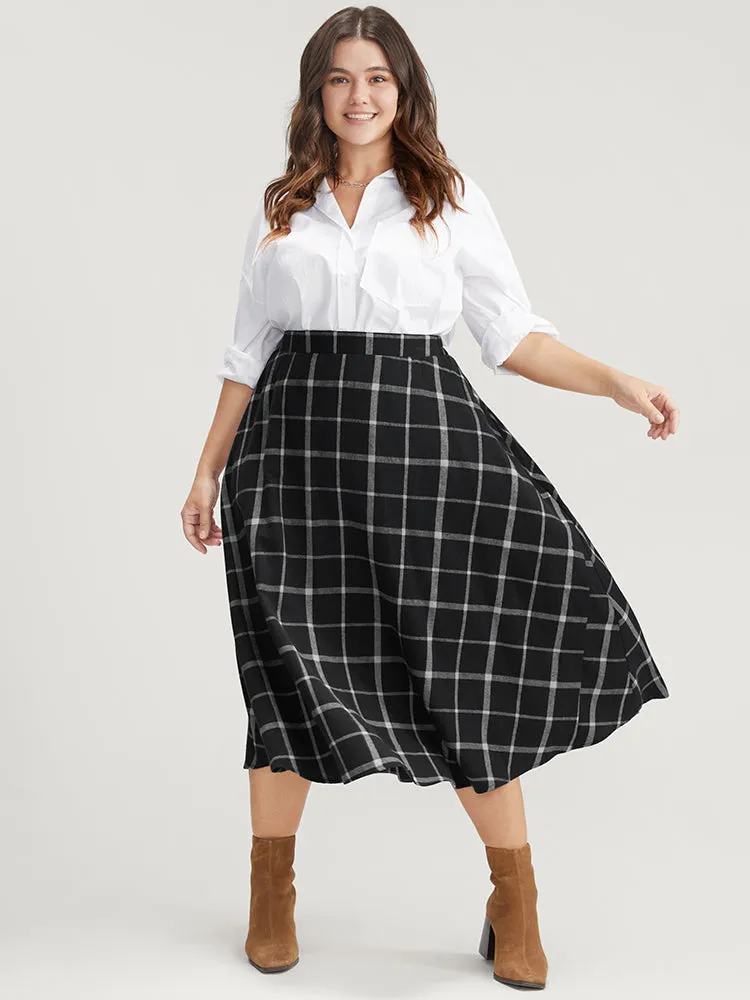 Plaid Pocket Elastic Waist Skirt Without Belt sold by Bloomchic product image thumbnail 2