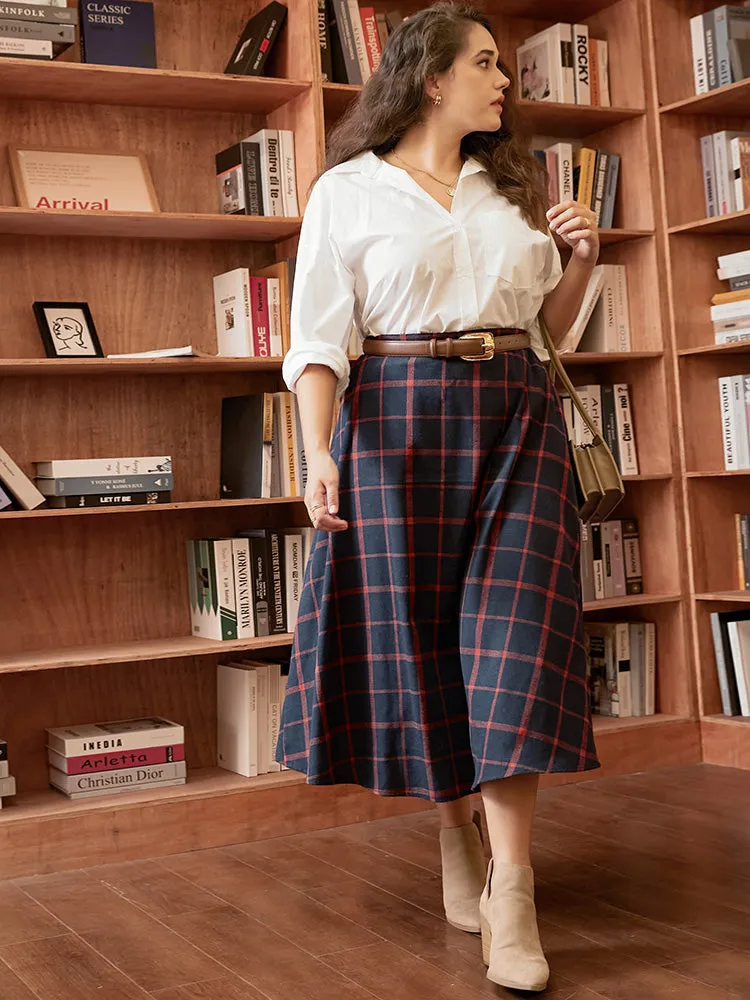 Plaid Pocket Elastic Waist Skirt Without Belt sold by Bloomchic product image thumbnail 5