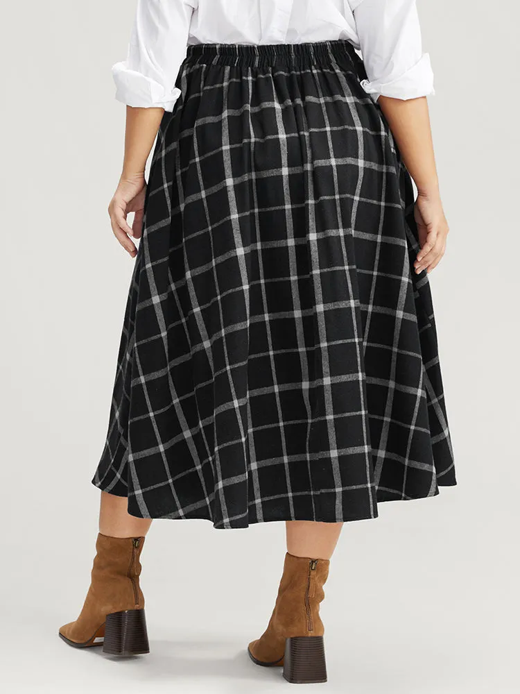 Plaid Pocket Elastic Waist Skirt Without Belt sold by Bloomchic product image thumbnail 4