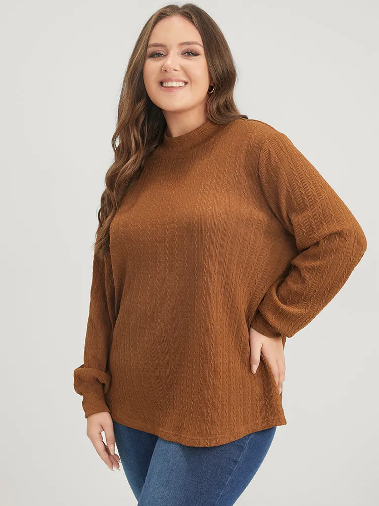 Solid Textured Mock Neck Sweatshirt sold by Bloomchic product image thumbnail 4