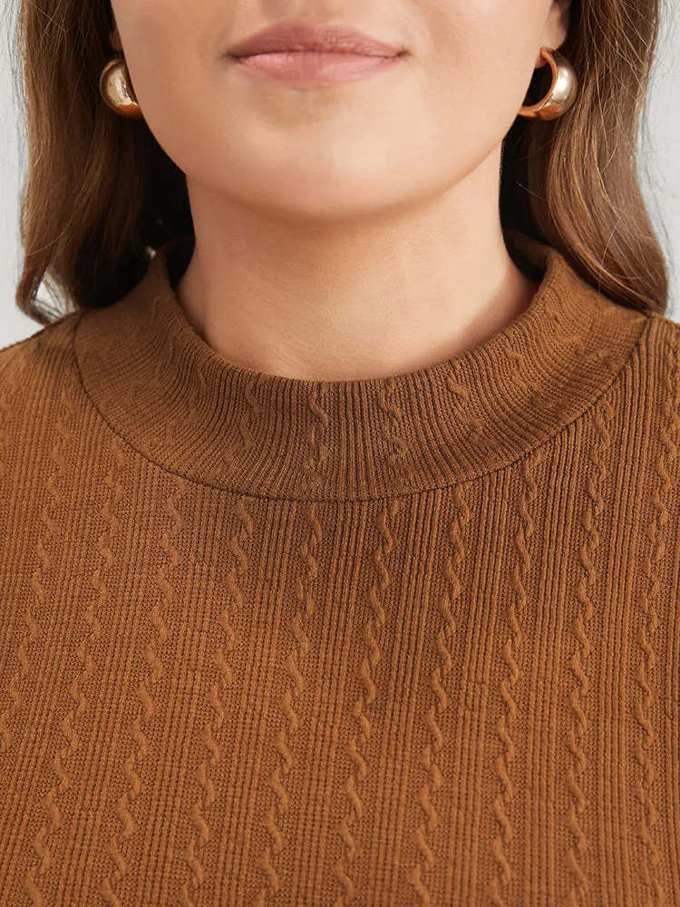 Solid Textured Mock Neck Sweatshirt sold by Bloomchic product image thumbnail 5