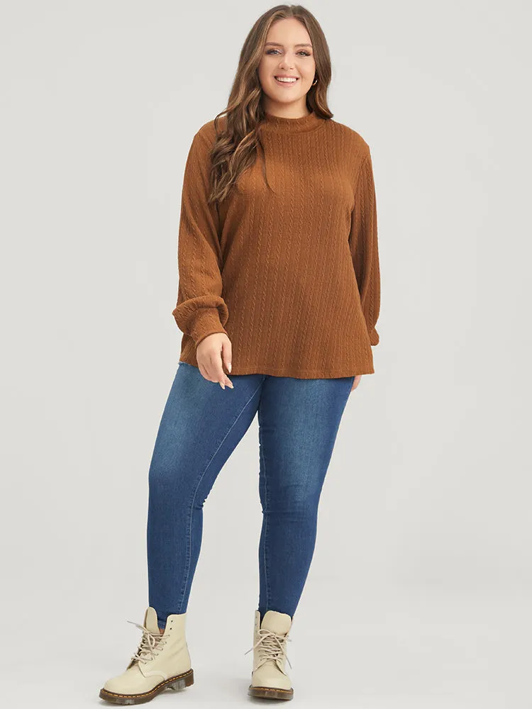 Solid Textured Mock Neck Sweatshirt sold by Bloomchic product image thumbnail 2
