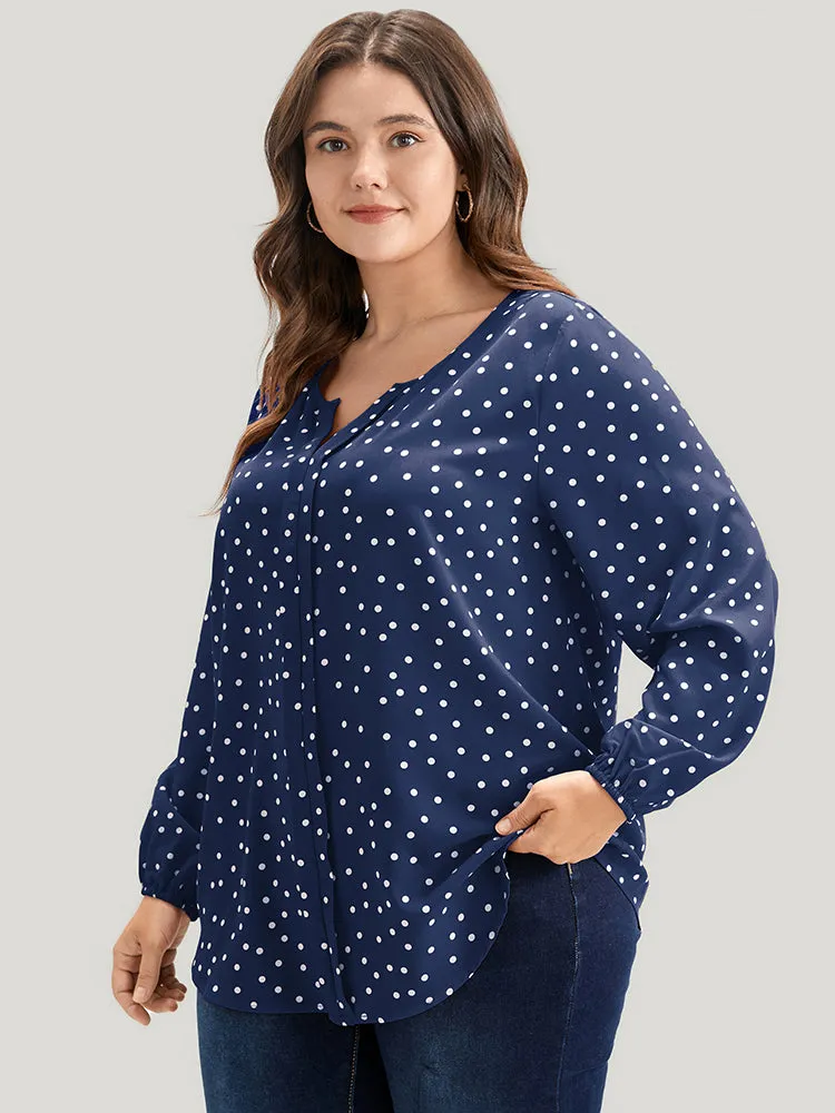 Polka Dot Lantern Sleeve Notched Blouse sold by Bloomchic product image thumbnail 3