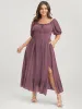 Solid Pocket Lantern Sleeve Ruffles Ties Square Neck  Maxi Dress sold by Bloomchic