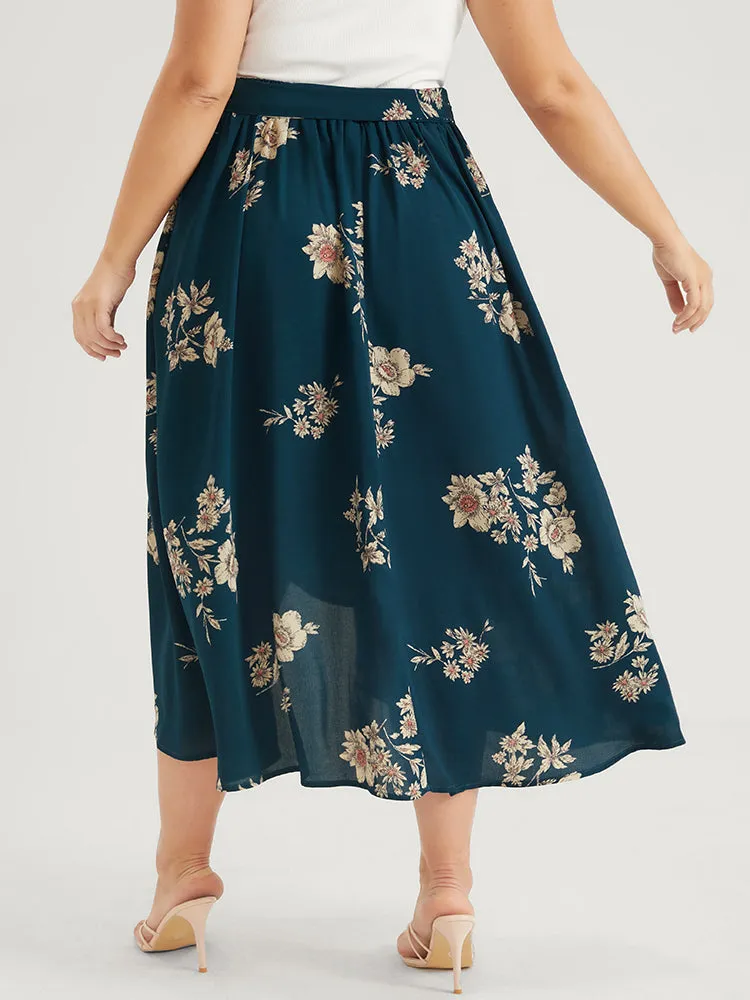 Floral Knotted Elastic Waist Wrap Split Skirt sold by Bloomchic product image thumbnail 5