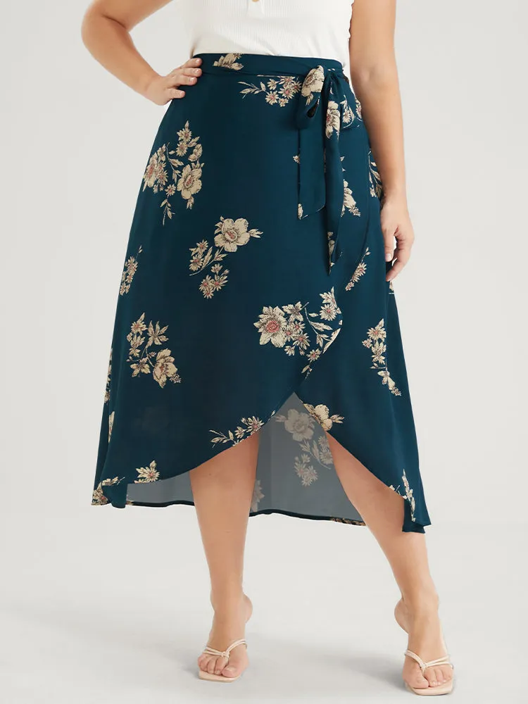 Floral Knotted Elastic Waist Wrap Split Skirt sold by Bloomchic product image thumbnail 3