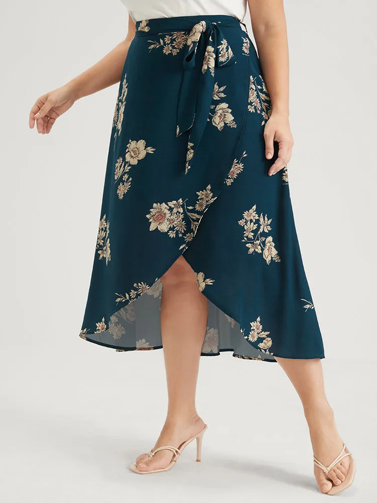 Floral Knotted Elastic Waist Wrap Split Skirt sold by Bloomchic product image thumbnail 4