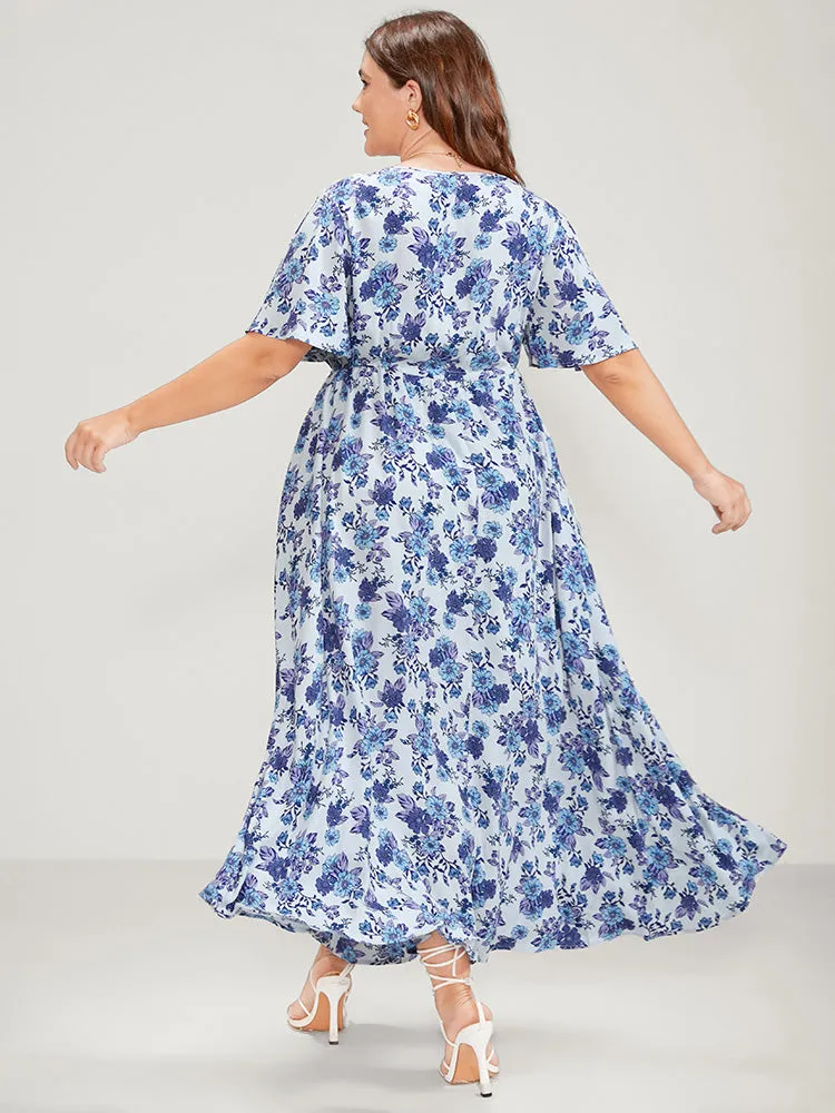 Bloom Dress -Floral Print V Neck Pocket Ties Ruffles Maxi Dress sold by Bloomchic product image thumbnail 5