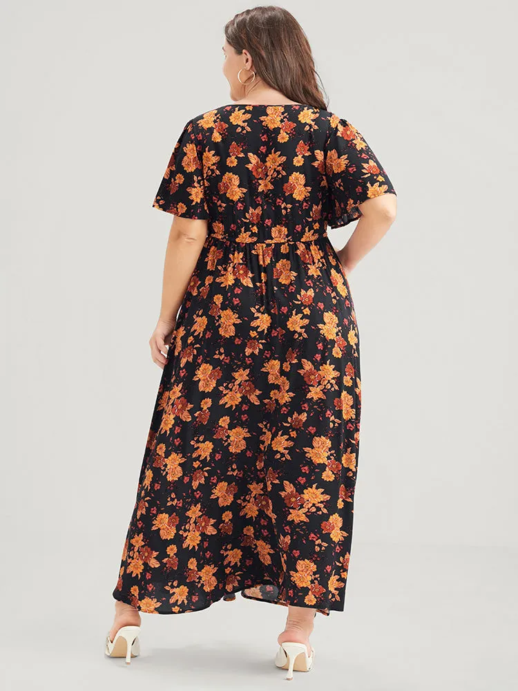 Bloom Dress -Floral Print V Neck Pocket Ties Ruffles Maxi Dress sold by Bloomchic product image thumbnail 2