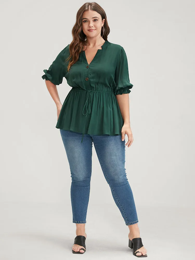 Plain Drawstring Button Flutter Blouse sold by Bloomchic product image thumbnail 2