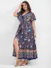 Floral Belted Ruffles Button Wrap Maxi Dress sold by Bloomchic