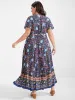 Floral Belted Ruffles Button Wrap Maxi Dress sold by Bloomchic